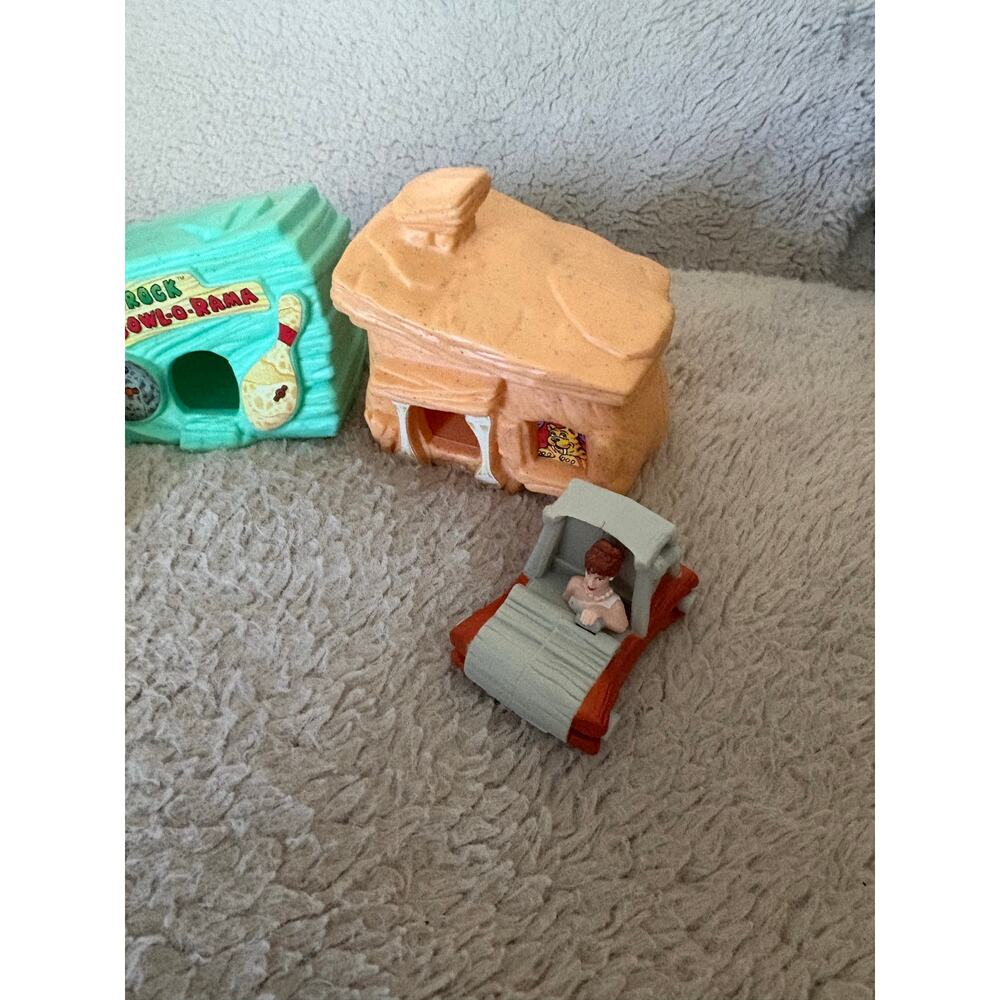 Vintage 1993 McDonalds Flinstones The Movie Fred Wilma Car House Set of 2 - Picture 3 of 8